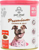 Корм д/дорослих собак Premium М'яcний мікс шматочки в желе 800г ж/б Pet Chef