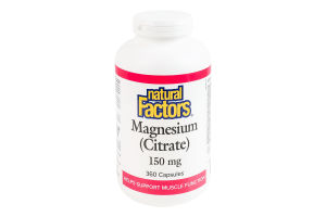 Добавка диетическая капсулы 150мг Магний цитрат Natural Factors 360шт