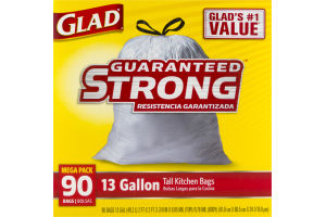 Glad Tall Kitchen Drawstring Trash Bags, 13 Gallon, 90 Count