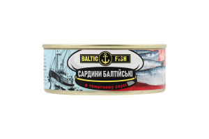 Сардини Балтійські в томатному соусі 240г ж/б з ключем Baltic Fish