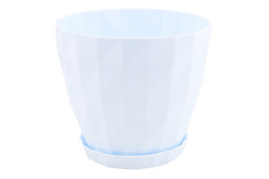 Вазон д/квітів Кристал 1,15л біло-сірий з підставкою Серінова