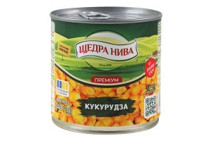 Кукуруза сахарная из целых зерен консервированная стерилизованная Суперсладкая Премиум Щедра нива в/с ж/б 340г