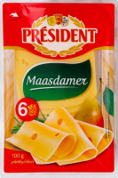Сир 45% твердий скибками Маасдамер President лоток 100г