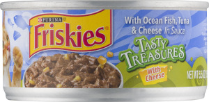 Purina Friskies Tasty Treasures Cat Food With Ocean Fish, Tuna & Cheese In Sauce