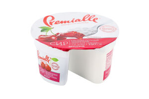 Сир кисломолочний зернистий з наповнювачем Вишня 7% 150г стакан Преміалле