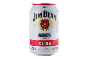 Напиток слабоалкогольный 0.33л 4.5% Bourbon&Cola Jim Beam ж/б