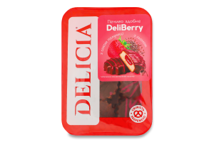 Печенье сдобное с соком клубники с льном DeliBerry Delicia лоток 180г