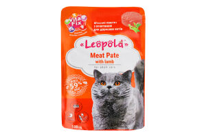 Корм консервированный для взрослых котов Мясной паштет с ягнятиной Leopold д/п 100г