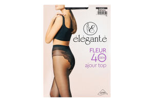 Колготки жіночі Elegante Fleur Ajour top 40den 3 nero