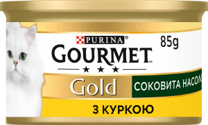 Корм консервированный полнорационный для взрослых котов с курицей Сочное наслаждение Gold Gourmet ж/б 85г