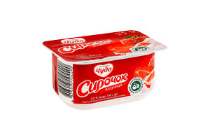 Творожок 5% взбитый с наполнителем фруктовым Клубника Чудо ст 100г