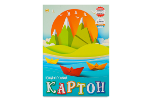 Картон кольоровий А4 універсальний 12кольорів 12аркушів Тетрада
