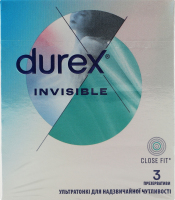 Презервативы латексные ультратонкие с силиконовой смазкой Invisible Durex 3шт