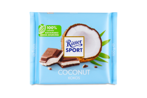 Шоколад молочний з кокосовою начинкою Kokos Ritter Sport м/у 100г