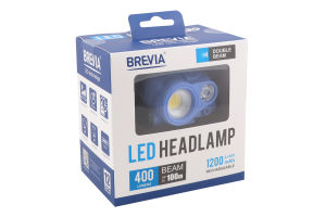 Ліхтар налобний 400Лм+200Лм 1200mAh IP65 Бревіа