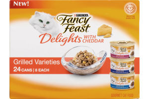 Purina Fancy Feast Delights With Cheddar Gourmet Cat Food Grilled Varieties - 24 CT