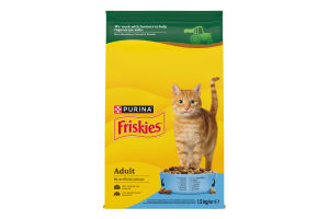 Корм сухой полнорационный для взрослых котов с лососем и овощами Friskies м/у 1.5кг
