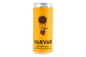 Пиво 0.33л 6.9% світле нефільтроване непастеризоване Golden Ale Varvar з/б