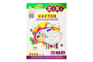 Картон цветной 7 цветов А4 №ZB.1951 Kids line ZiBi 14шт