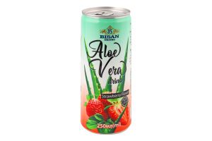 Напій безалкогольний соковий негазований з ароматом полуниці Aloe vera Bisan Drinks з/б 250мл