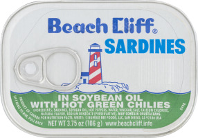 Beach Cliff Sardines in Soybean Oil with Hot Green Chilies