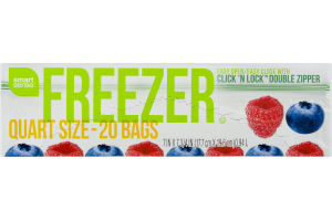 Smart Sense Freezer Bags Quart Size - 20 CT