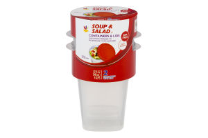 Ahold 4 Cup Soup & Salad Containers & Lids - 2 CT