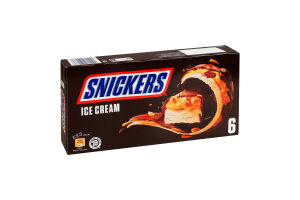 Морозиво молочне покрите молочно-шоколадною глазур'ю зі смаженим арахісом та карамеллю Snickers к/у 6х45.6г