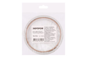 Скотч двосторонній тонкий канцелярський 12ммх10м №36028 Укрпром 1шт
