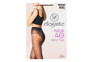 Колготки жіночі Elegante Fleur Ajour top 40den 4 bronz