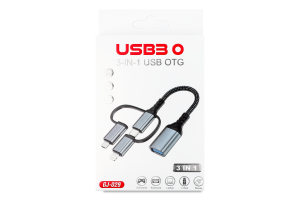 Кабель-адаптер OTG 3в1 USB 3.0.Type-C micro USB Lightning 60W 11cм XoKo