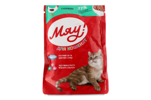 Корм консервированный полнорационный для котят С курицей Мяу! д/п 85г
