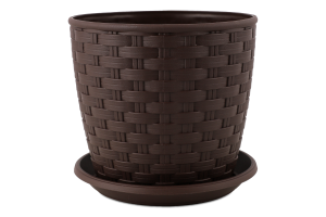 Горщик д/квітів Ротанг темно-коричневий з підставкою 12*11см арт114055 Алеана