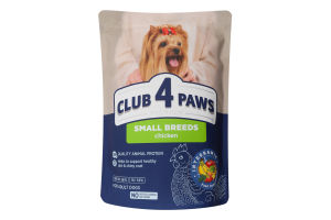 Корм сухой полнорационный для взрослых собак малых пород Chicken Premium Club 4 Paws д/п 900г