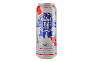 Пиво 500мл 4.7% светлое фильтрованное пастеризованное Pabst Blue Ribbon ж/б