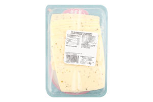 Сир 45% твердий сичужний нарізаний Гаунда з зеленню Mlekovita лоток 150г