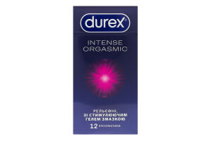Презервативи латексні рельєфні зі стимулюючим гелем-змазкою Intense orgasmic Durex 12шт