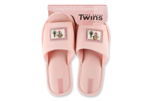 Тапочки открытые домашние женские Twins №7537 38-39 серый/пудровый
