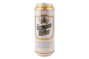 Пиво 0.5л 4% светлое фильтрованное пастеризованное Hermann Muller ж/б