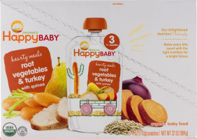 HappyBaby Organics Baby Food Hearty Meals 3 Root Vegetables & Turkey - 8 CT