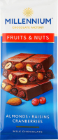 Шоколад молочный с миндалем, клюквой и изюмом Fruits&Nuts Millennium м/у 90г
