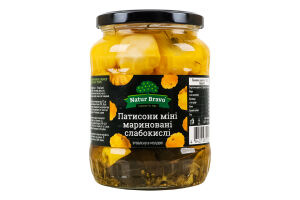 Патиссоны мини маринованные слабокислые стерилизованные Премиум Natur Bravo в/с c/б 670г