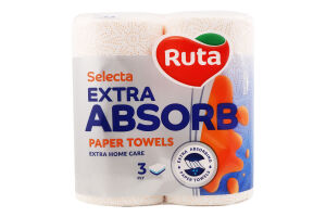 Рушники паперові 3-х шарові Extra absorb Selecta Ruta 2шт