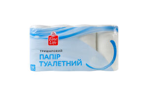 Папір туалетний 3-х шаровий Fine Life 16шт