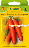 Насіння Морква Червона довга б/серцевини дражоване на стрічці 5м 2г Седос