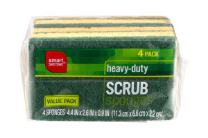 Smart Sense Heavy-Duty Scrub Sponges - 4 PK