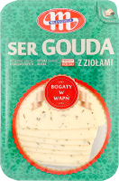 Сир 45% твердий сичужний нарізаний Гаунда з зеленню Mlekovita лоток 150г