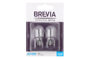 Лампа розжарювання W16W 12V 16W W2,1*9,5d B2 2шт Бревіа
