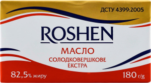 Масло солодковершкове 82.5% Екстра Roshen м/у 180г