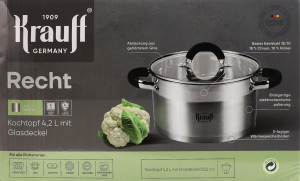 Каструля 4,2л нержавіюча сталь з кришкою 22см 26-242-049 Крауфф